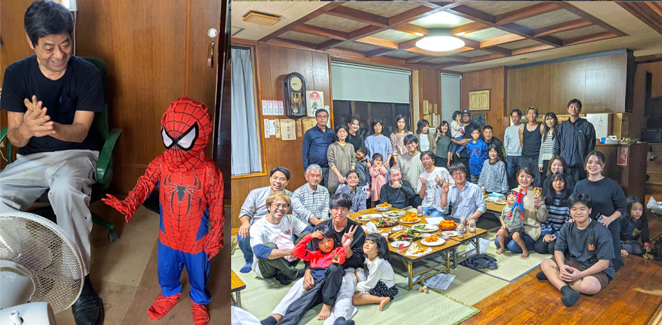 子どもや親族が集まった賑やかな家族写真