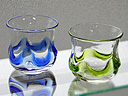 琉球ガラス/波線丸グラス（青・緑）セット