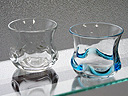 琉球ガラス/波線丸グラス（白・水）セット