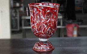 琉球ガラス　渦彩色花器　商品名「珊瑚」　作匠工房