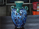 琉球ガラス　渦彩色花器　商品名「翡翠」　作匠工房