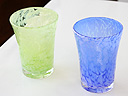 琉球ガラス/クラウドビアグラス（緑・青）セット