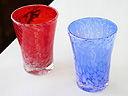 琉球ガラス/クラウドビアグラス（赤・青）セット