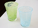 琉球ガラス/クラウドビアグラス（緑・水）セット