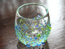 琉球ガラス/つぶつぶぐい呑み　青