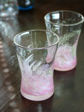 【琉球ガラス】　海蛍アイスグラス　（桜）
