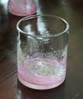【琉球ガラス】　海蛍ロックグラス　桜