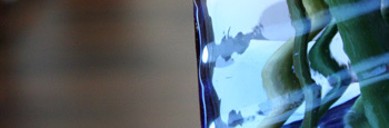 【琉球ガラス】青の海四角花瓶　作　匠工房